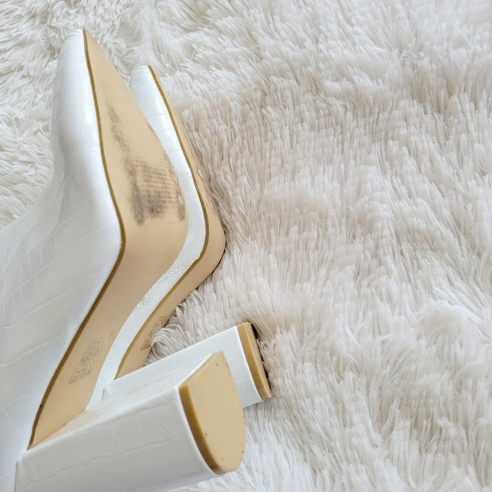 PrettyLittleThing White Faux Snakeskin Print‎ Ankle Boots